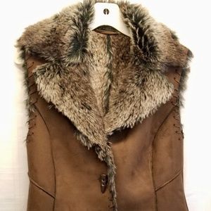 Scully Brown Faux Fur Vest Woman's Size S